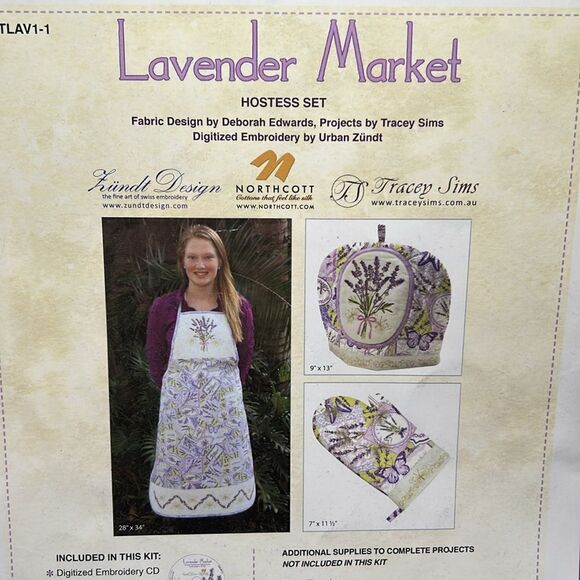 New Northcott Fabrics Lavender Market Hostess Set Pattern PTN1120-10 - Picture 2 of 6